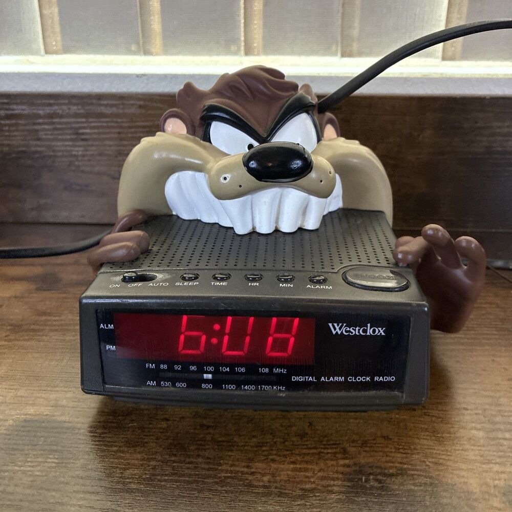 Westclox Tazmanian Devil Digital Alarm Clock/Radio Tested Works